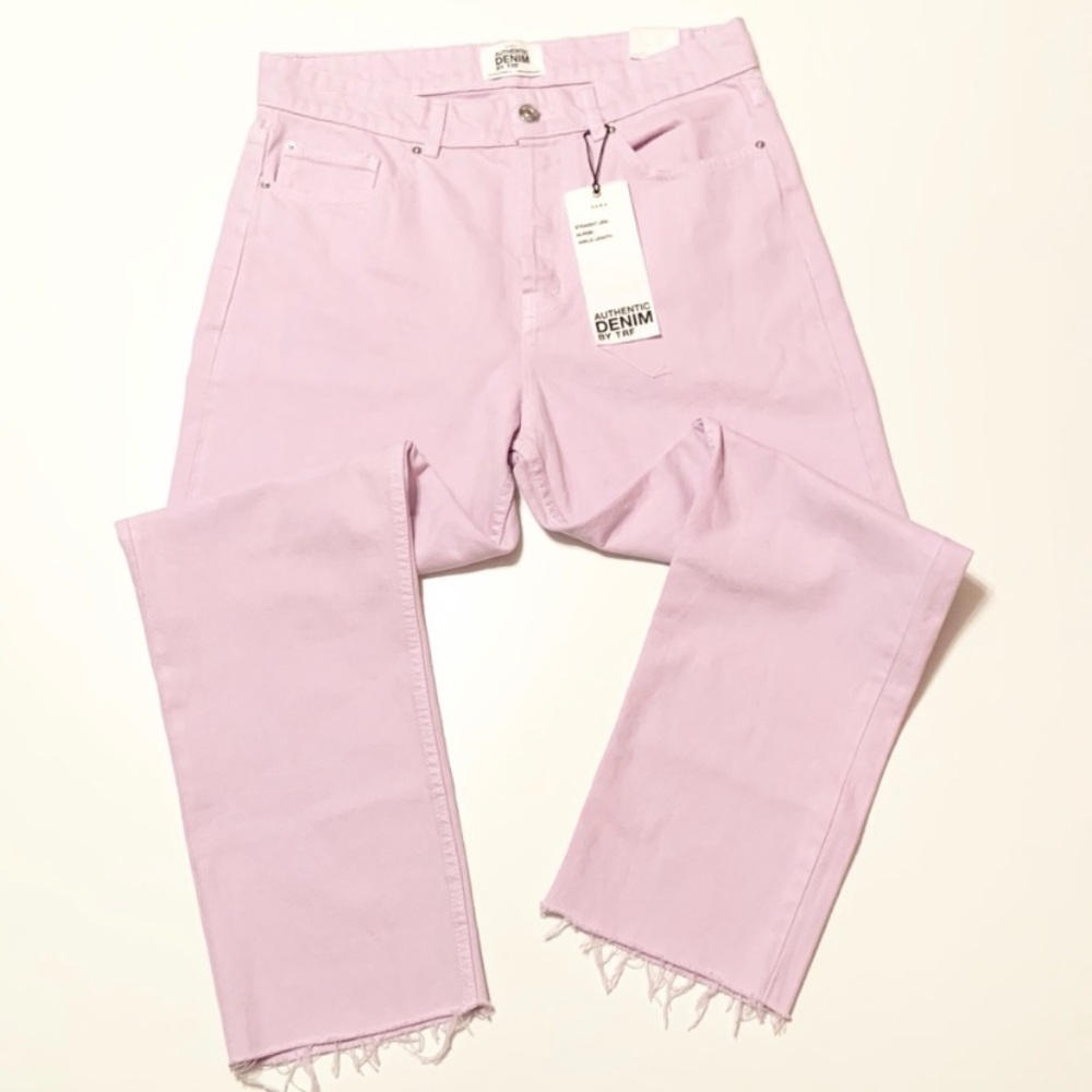 Zara High Waist Ankle Straight Lavender Jeans 8